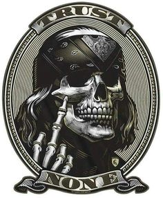 a skull wearing a helmet and holding a pipe with the word ron written on it