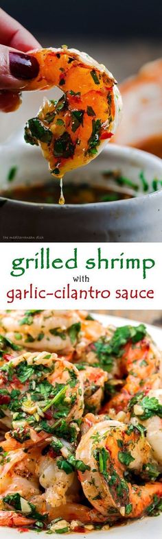 grilled shrimp with garlic - cilantro sauce is an easy and delicious side dish