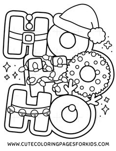 the letter g is for christmas coloring page with an image of santa hat and donuts