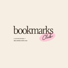 the bookmarks club logo on a white background with pink and brown circles around it