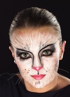 Halloween Painted Face ~ Cat Sarah Power, Polished Hair, Face Painting Halloween, Halloween Costumes Makeup, Fx Makeup