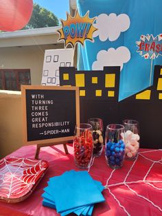 Spiderman 3rd Birthday Party 3rd Bday Spiderman, Superhero Third Birthday, Spidey And Friends 3rd Birthday, Three Year Old Spiderman Birthday, Marvel Third Birthday Party, Superhero Third Birthday Party, Super Hero 3rd Birthday Party Ideas, 3rd Birthday Spiderman Theme, Avengers 3rd Birthday Party