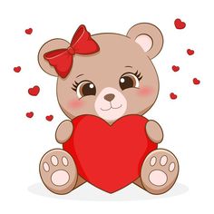 a brown teddy bear holding a red heart