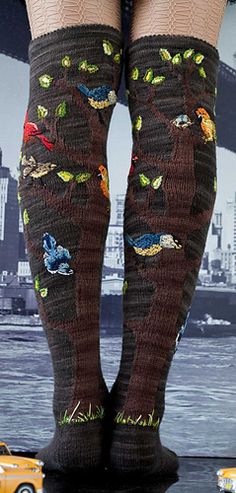 Ravelry: #33 Bird Socks pattern by Lisa Whiting Embroidered Socks, Handmade Socks, Vogue Knitting, Sock Patterns, Fashion Business, Garter Stitch, Knee Socks, Socks And Tights, Knitting Inspiration