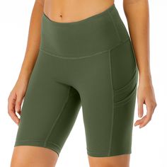 Army Green Pocketed High Waist Shorts High Waist Shorts, Yoga Shorts, High Waisted Shorts, Gym Women, Army Green, Bermuda Shorts, High Waist, High Waisted, Yoga