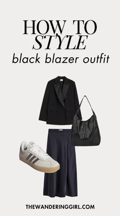 11 Best Black Blazer Outfit Ideas For Women To Copy - The Wandering Girl Black Blazer Outfit Casual, Casual Blazer Outfit Women, Black Blazer Outfits For Women, Blazer Outfit Ideas For Women, Black Blazer Outfit Ideas, Black Work Outfit, White Tees Outfit, Black Shorts Outfit, Blazer Outfit Ideas