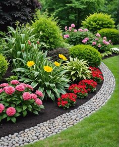 a garden filled with lots of different types of flowers