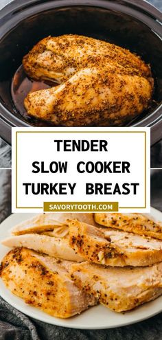 the tender slow cooker turkey breast is ready to be cooked