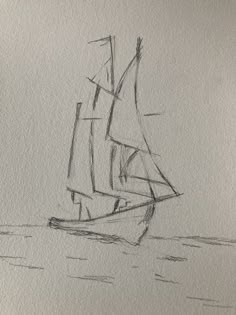 a drawing of a sailboat in the ocean