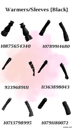 the different types of brushes are shown in black and pink colors, with numbers on each side