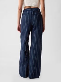 365 High Rise Linen-Cotton Trousers | Gap Printed Linen Pants, Cotton Linen Trousers, Pinstripe Pants, Cotton Trousers, Swimwear Dress, Linen Trousers, Petite Jeans, Gap Jeans, Black Wrap Dress