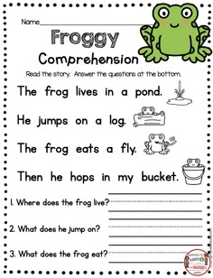 the froggy worksheet is filled with words and pictures to help students learn how to