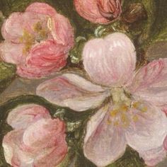 an oil painting of pink flowers in a vase