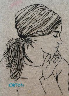 a drawing of a woman with long hair