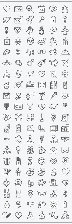 a large set of icons and symbols for different types of items in the form of letters