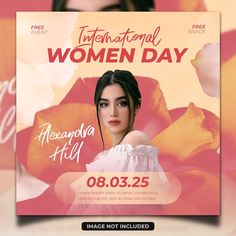 a women's day flyer with an image of a woman