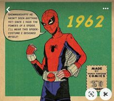 an advertisement for spider - man from the's, with a comic character holding a tennis racquet