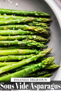 asparagus on a plate with the words how to souse side - appetizers