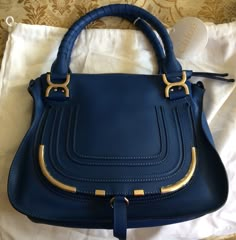 Chloe Marcie Bag, would love this in black but this color is perf! Chloe Marcie Bag, Brass Detail, Michael Kors Selma, Bag Obsession, Blue Purse, Kelly Bag, Elegante Casual, Handbag Heaven, Beautiful Handbags