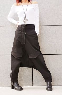 "Loose Casual Pants/Extravagant Harem Pants/Women Pants/Baggy Pants/Long Maxi Black Pants/Casual Harem Trousers ❤️ Extravagant designs and high quality fabrics! ❤️ Materials & Care Textile, Polyamide, Cotton Hand wash at low temperatures. Do not machine dry. Do not iron. Do not dry clean! ❤️ Sizing We can make your piece from XS to 5XL! Everything in the shop can be also made according to your measures free of charge! ❤️ Shipping ✈ Ready to ship The time I need to prepare an order for shippi