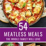 the cover of 54 meatless meals, which includes pizzas and other food items