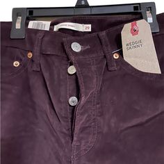 Nwt Button Fly High Rise W29 Size 8 Snug Through Hip And Thigh Purple Velvet Like Material. Levi's Straight Leg Bottoms With Buttons, Levi's Fall Bottoms With Button Closure, Levi's Fall Bottoms With Buttons, Fly High, Button Fly Jeans, Purple Velvet, Levis Jeans, High Jeans, Levi's