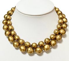 Vintage Gold Plated Glass Bead Faux Baroque Pearl Necklace Multi Strand | eBay Gold Beads Jewelry For Evening, Elegant Metal Necklace With Faceted Beads, Gold Baroque Single Strand Necklace, Elegant Gold Beaded Necklace With Large Beads, Chic Gold Necklaces With Round Beads, Chic Gold Necklace With Round Beads, Antique Gold Beaded Jewelry With Round Beads, Gold Metal Necklace With Large Beads, Gold Baroque Necklace For Parties