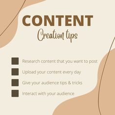 a poster with the words content creation tips