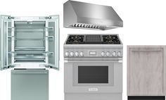 kitchen appliances including an oven, range and refrigerator