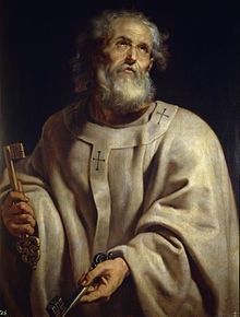 an old painting of a man with a cross