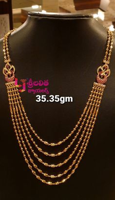 Sri Lalitha Jewellers Anakapalli visit for more collections 9247704907 30 Grams Gold Long Chain Designs, Steps Chain Gold Indian, Step Chains Designs, Step Chains In Gold Indian, 30 Grams Gold Necklace Indian, Chandraharam Designs, Long Necklace Gold Indian, Step Chain, Fashion Jewelry Necklaces Gold