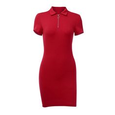 Gender: Women Material: Polyester Material: Spandex Material: knitting Cotton Style: Casual Silhouette: Sheath Pattern Type: Solid Sleeve Length(cm): Short Decoration: Zippers Dresses Length: Above Knee, Mini Sleeve Style: REGULAR Waistline: empire Neckline: Turn-down Collar Season: Summer Model Number: 90102 Casual Bodycon Dress In Elastane, Fitted Red Elastane Bodycon Dress, Casual Red Stretch Bodycon Dress, Casual Red Short Sleeve Bodycon Dress, Casual Red Bodycon Dress With Short Sleeves, Red Stretch Bodycon Dress With Short Sleeves, Dress Zipper, Short Sleeve Dress, Summer Cotton