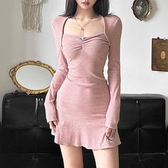 Please refer to our sizing chart for a guideline when choosing a size. 5 business days order processing time. 90% polyester 10% spandex. Ruffled Dress, Ruffle Mini Dress, Crop Top Blouse, Pink Mini Dresses, Cutout Dress, Ruffle Skirt, Dress Suits, Types Of Skirts, Cami Dress