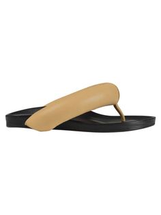 This flat sandal features a padded thong upper in puffy leather. Comfortable, yet fashion forward these shoes fare well with the season’s relaxed vibe. High Hips, Flat Sandals, Fashion Forward, Sandals, Leather