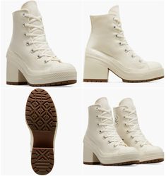 Converse Heel Boots, Playform Shoes, Heeled Converse, Cute Heel Boots, High Heel Converse, Converse Heel, Converse High Heels, Tall Sneakers, Chuck 70 De Luxe Heel