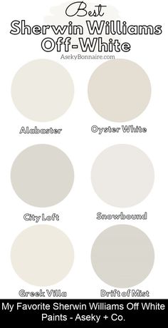 the best sherylin williams off white paint colors for walls and ceilings, with different shades