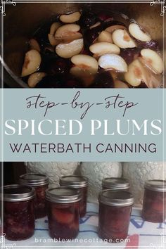 the recipe for spiced plums in water bath canning is easy to make and delicious