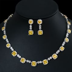 If you’re looking for a fine jewelry which looks sepecial,   precious stone please  consider cubic zirconia in bridal necklace which suitble for wedding jewelry set/Party Jewelry Yellow Jewelry Set, Royal Jewelry Aesthetic, Drag Accessories, Crystal Bridal Jewelry Sets, Bridesmaid Duties, Diamond Jewelry Set, American Diamond Necklaces, Wedding Jewelry Set, Bridal Outfit