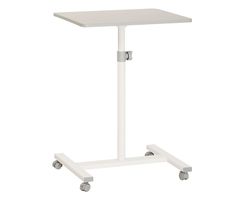 a white table with wheels on it