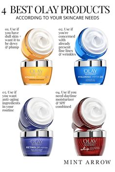 The best Olay products according to your skincare needs! - Mint Arrow #mintarrow #OLAYPartner @OlayUS @ShopStyle_Collective #skincare #skincaretips #beauty #olay #olayskincare Olay Products, Best Wrinkle Cream, Olay Skin Care, Olay Moisturizer, Skincare Needs, Mint Arrow, Anti Aging Skincare Routine, Night Moisturizer, Olay Regenerist