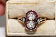 Antique Circa 1900s 10k Gold Natural Rose Cut Diamond And Caliber Ruby Ring  In very good condition. Total weight is 2.9 grams. Totally is diamond 0.80 ct. The diamond is has H-I color and s1-s2 clarity. Totally is ruby 0.65 ct. Ring size is US 7.5 (We offer free resizing) We can make any size. Acid tested to be 10k real gold. Please contact for any questions. Vintage Rose Gold Diamond Ring, Victorian Ruby Ring With Diamond, Antique Ruby Ring With Rose Cut Diamonds For Anniversary, Vintage Ruby Ring With Diamond Cut, Vintage 14k Gold Ruby Ring With Diamonds, Vintage 14k Gold Ruby Ring With Single Cut Diamonds, Vintage Hallmarked Rose Gold Diamond Ring, Vintage Diamond Ruby Ring For Collectors, Victorian Ruby Ring With Diamond Cut For Anniversary