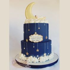 there is a cake with a moon and stars on it