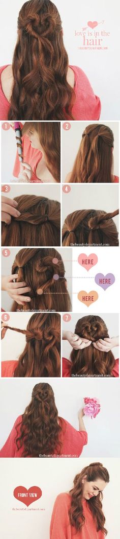 hair tutorial - THE HEART BUN http://www.pinterest.com/ahaishopping/ Lazy Hairstyles, Lazy Days, Love Hair, Hair Designs, Diy Hairstyles, Bun Hairstyles, Up Hairstyles, Pretty Hairstyles