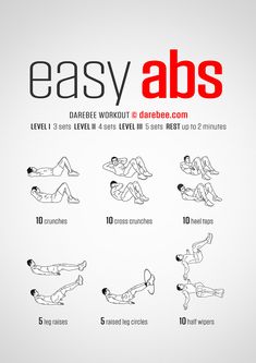 the easy abs workout poster shows how to do it