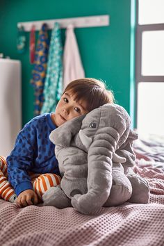 JÄTTESTOR soft toy, elephant/gray, Length: 23 ½ ". A large buddy with floppy ears, white tusks and a cuddly trunk that likes to snuggle up close when your child needs comfort or a safe friend to sleep beside. Fabric: 100 %polyester. Elephant Soft Toy, Elephant Pillow, Baby Elefant, Elephant Toy, Elephant Plush, Ikea Family, Animal Dolls, Helsinki, New Baby Gifts