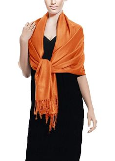 Features: Best versatile accessory that can be worn as a scarf, wrap or shawl. Extremely soft, silky, and elegant Available in a variety of beautiful colors from classic black or red to bright and colorful orange to match any look. Perfect for traveling, casual or formal occasion - wherever you want to look special Each shawl is hand-made, hand-knotted and hand-dyed by Azo Chemical free dyes Material Content: 100% Viscose. Product Care: Dry Clean Only. Dimensions: 75" x 27" Fringes: 3" Details: Bridesmaid Pashmina, Wedding Pashmina, Bridesmaid Wrap, Bridesmaid Shawl, Evening Shawls, Pashmina Wrap, Bridal Shawl, Wedding Shawl, Wrap Scarf