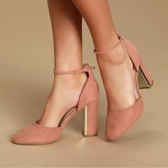 Laura Mauve Suede Ankle Strap Heels, Brand New, Never Worn, 6.5 Size Rose Gold Strappy Heels, Pink Low Heels, Pink Block Heels, Cream Heels, Summer Heels, Ankle Strap High Heels, Suede Block Heels, White Heels, Pointed Toe Heels