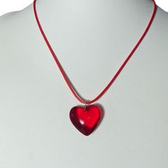 ❤️ Lovely Red Heart Glass Necklace, Heart Jewellery, Glass Pendant Necklace, Gift for her,  Made to order * Length: 45cm + 5cm extension * Thickness: 1.5cm  * Pendant size: 2.4cm It comes with gift wrapped🎁 Free tracked shipping in the UK🚛 Shipped same or next business day🤍 Message me anytime for any questions💙   All necklaces can also be made shorter or longer length.            Please message me separately ❤️ Follow us on Instagram: blueminglondon ❤️ Heart Jewellery, Free Earrings, Glass Pendant Necklace, Handmade Bows, How To Make Shorts, Huggie Hoop Earrings, Gorgeous Necklaces, Glass Necklace, Heart Jewelry