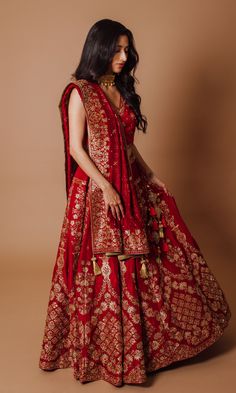 Red Bridal Lehenga, Red Lehenga Choli, Desi Fits, Bride Photos, Pani Puri, Lehenga Gown, Pakistani Style, Bridal Lehenga Red