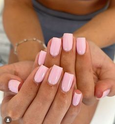 Baby Pink Natural Nails, Pink Manicure Gel, Pink Biab Nails, Nails Baby Pink, Sqaure Nails, Nails Sets, Pink Tip Nails, Hoco Nails, Baby Pink Nails